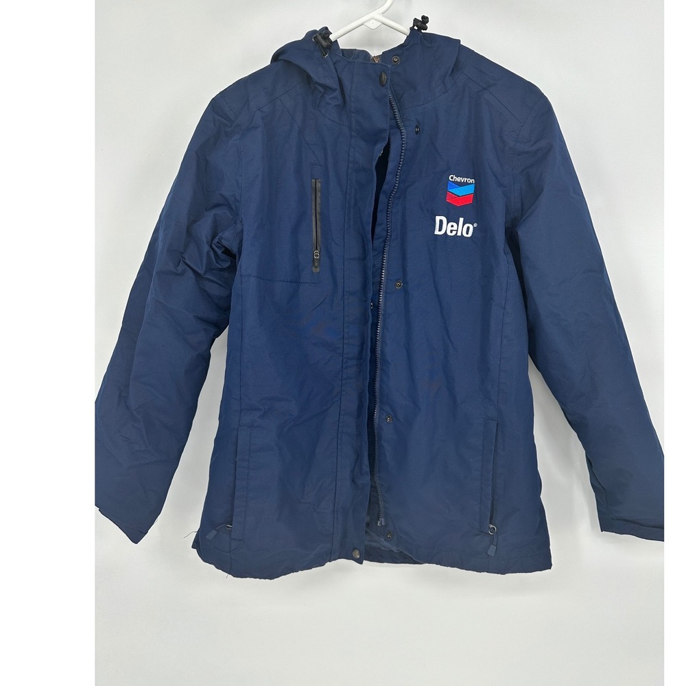 Chevron Delo Full Zip Hooded Jacket Navy Blue Womens L